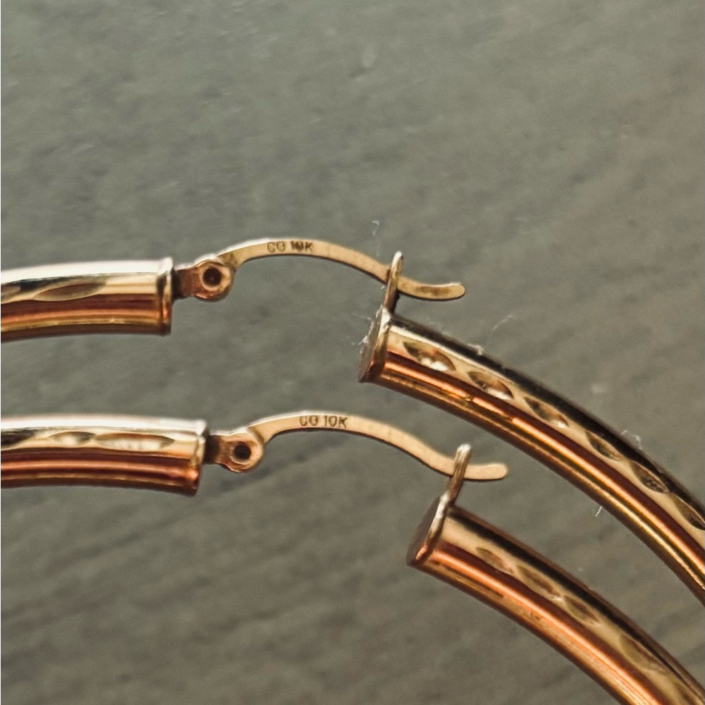 Elegant Large Gold Hoop Earrings (2 inches across) - Picture 6 of 6
